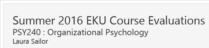 The course evaluation header showing the Summer 2016 term, course information, and the instructor’s name.